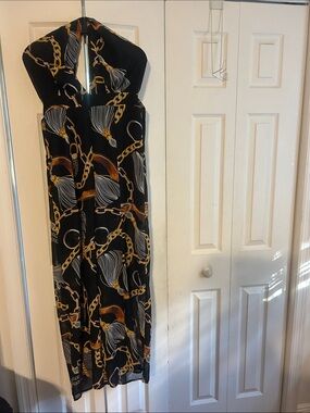 Black Chain-Print Halter Jumper.    NWT